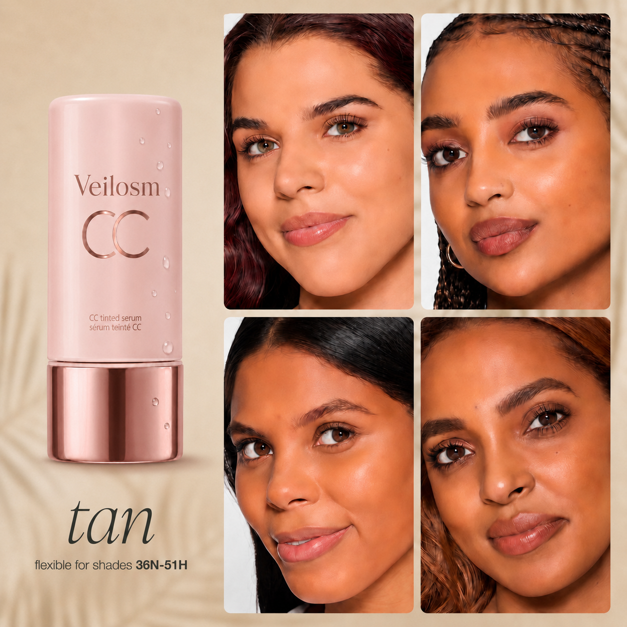 CC Color-Correcting Tinted Serum – Lightweight, Shade-Adaptive Coverage with 24H Hydration & 16H Waterproof Wear