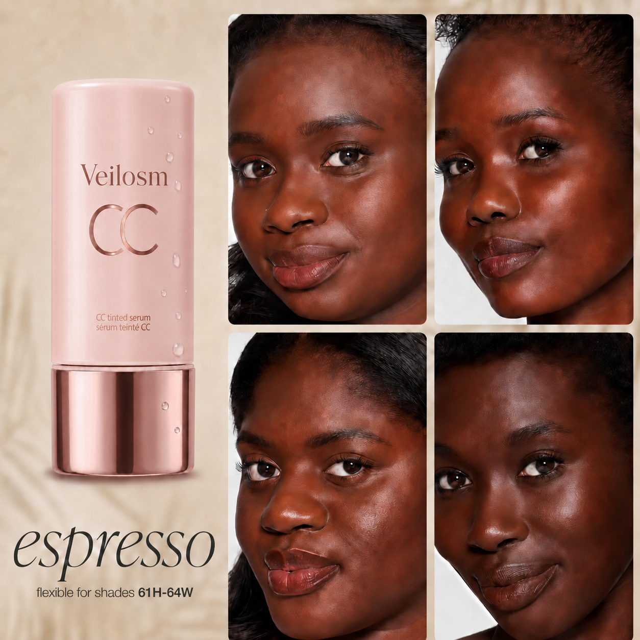 CC Color-Correcting Tinted Serum – Lightweight, Shade-Adaptive Coverage with 24H Hydration & 16H Waterproof Wear