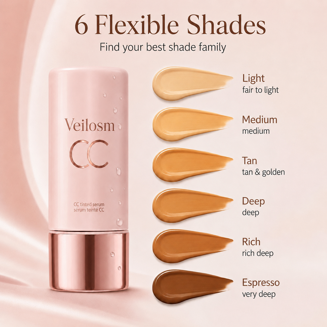CC Color-Correcting Tinted Serum – Lightweight, Shade-Adaptive Coverage with 24H Hydration & 16H Waterproof Wear