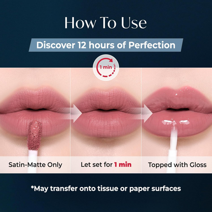 Perfect Twin Lip Dual-Ended Liquid Lipstick with Velvet Matte Color and Glossy Shine