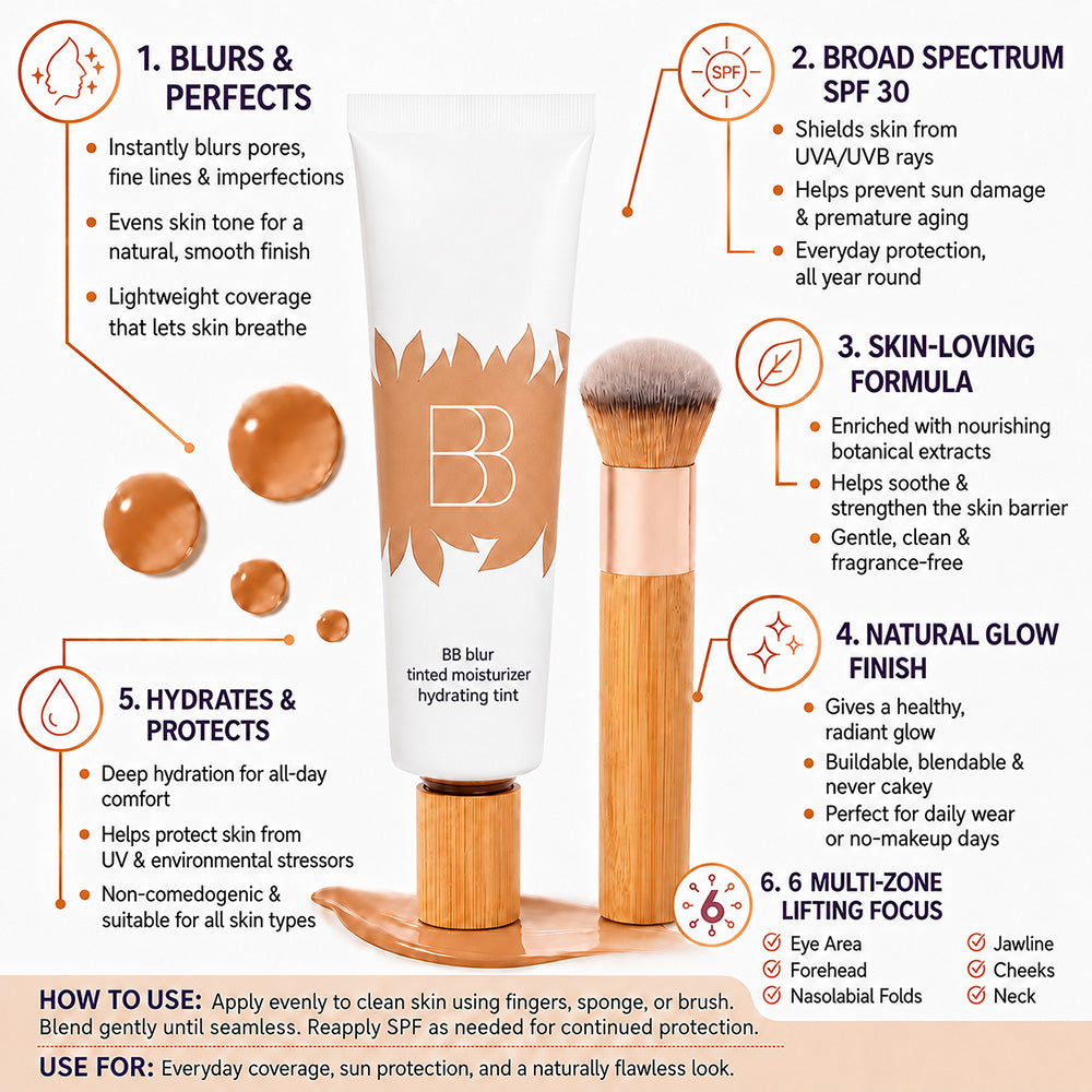 BB Blur Tinted Moisturizer SPF 30 — Free Round Blending Brush Included