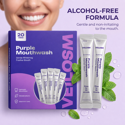Buy 2 Get 1 Free 🔥 | Veilosm™ Purple Mouthwash - Sachets 20 Pack The perfect choice to keep your smile shining for several months