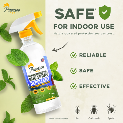 Pawzioo Peppermint Oil Bug Spray – Ant, Spider & Roach Repellent