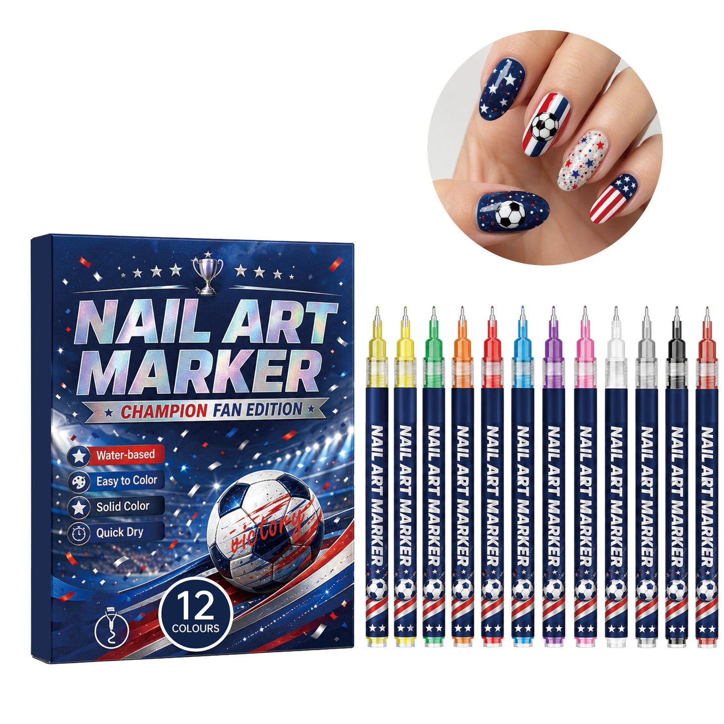 VEILOSM™ 12-color fan-themed nail art brushes