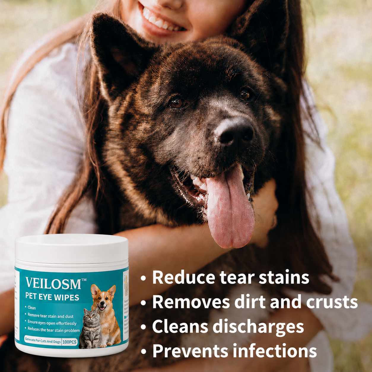 Veilosm™ Pet Eye Cleaning🐾Wipe Away the Crust, Gunk & Rusty Tear-Stain Look.