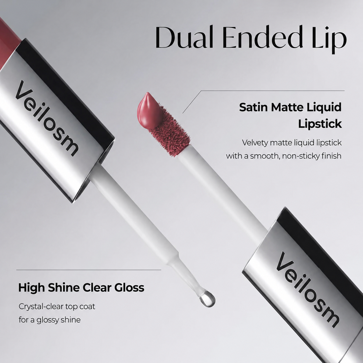 Perfect Twin Lip Dual-Ended Liquid Lipstick with Velvet Matte Color and Glossy Shine