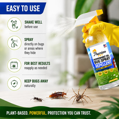 Pawzioo Peppermint Oil Bug Spray – Ant, Spider & Roach Repellent