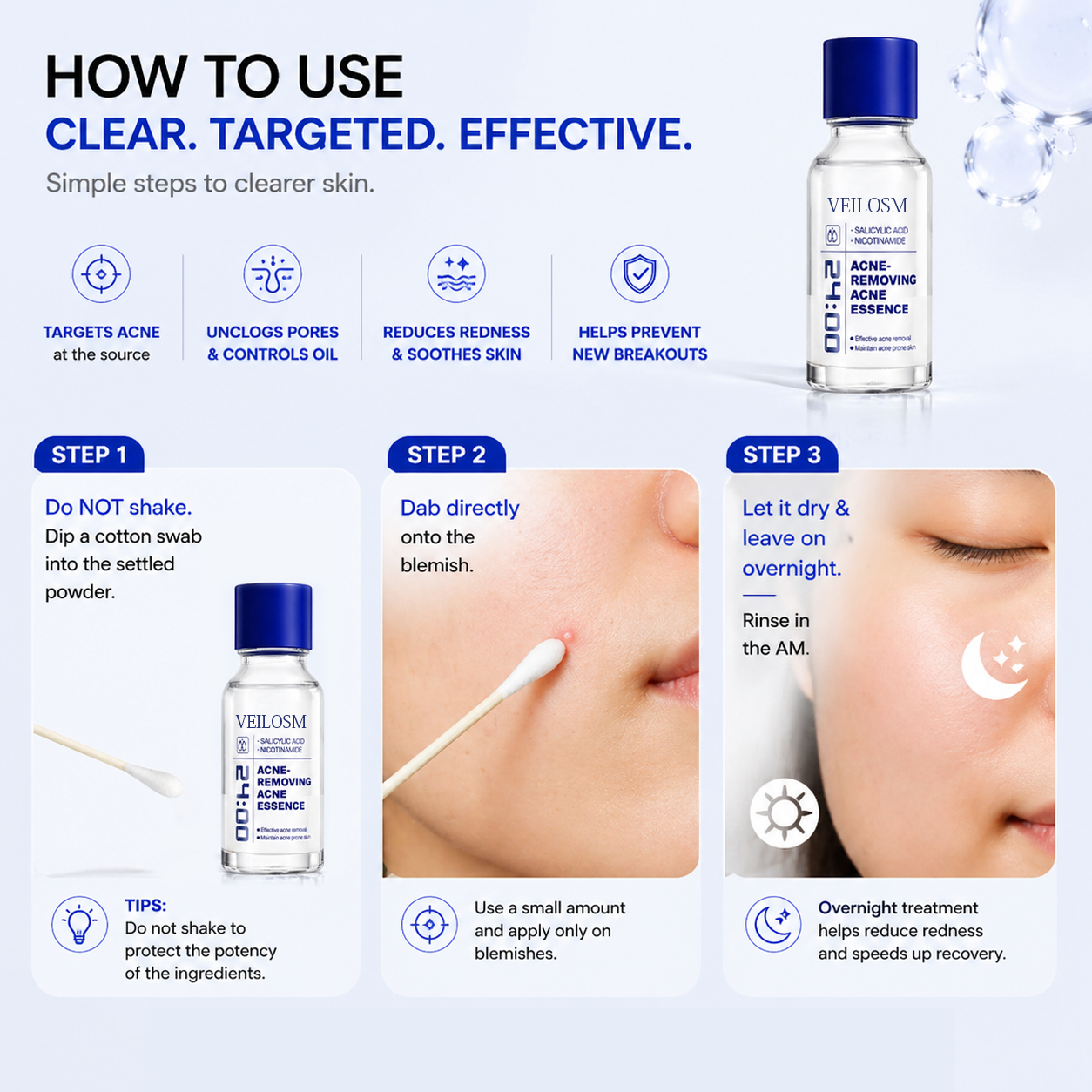 VEILOSM 4-in-1 Bio-Active Protocol: Anti-Acne, Calming, Mark-Fading & Oil-Control