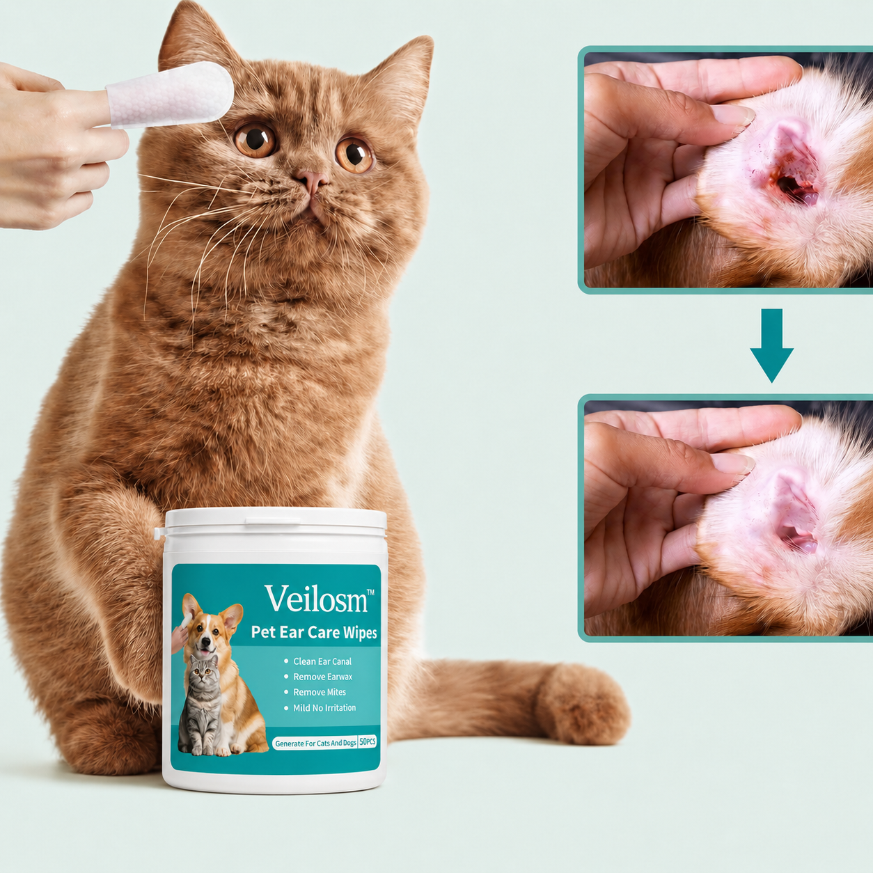 50% off 🎉 | Veilosm™ Pet Ear Cleaner Finger Wipes🐾A Softer Way to Clean